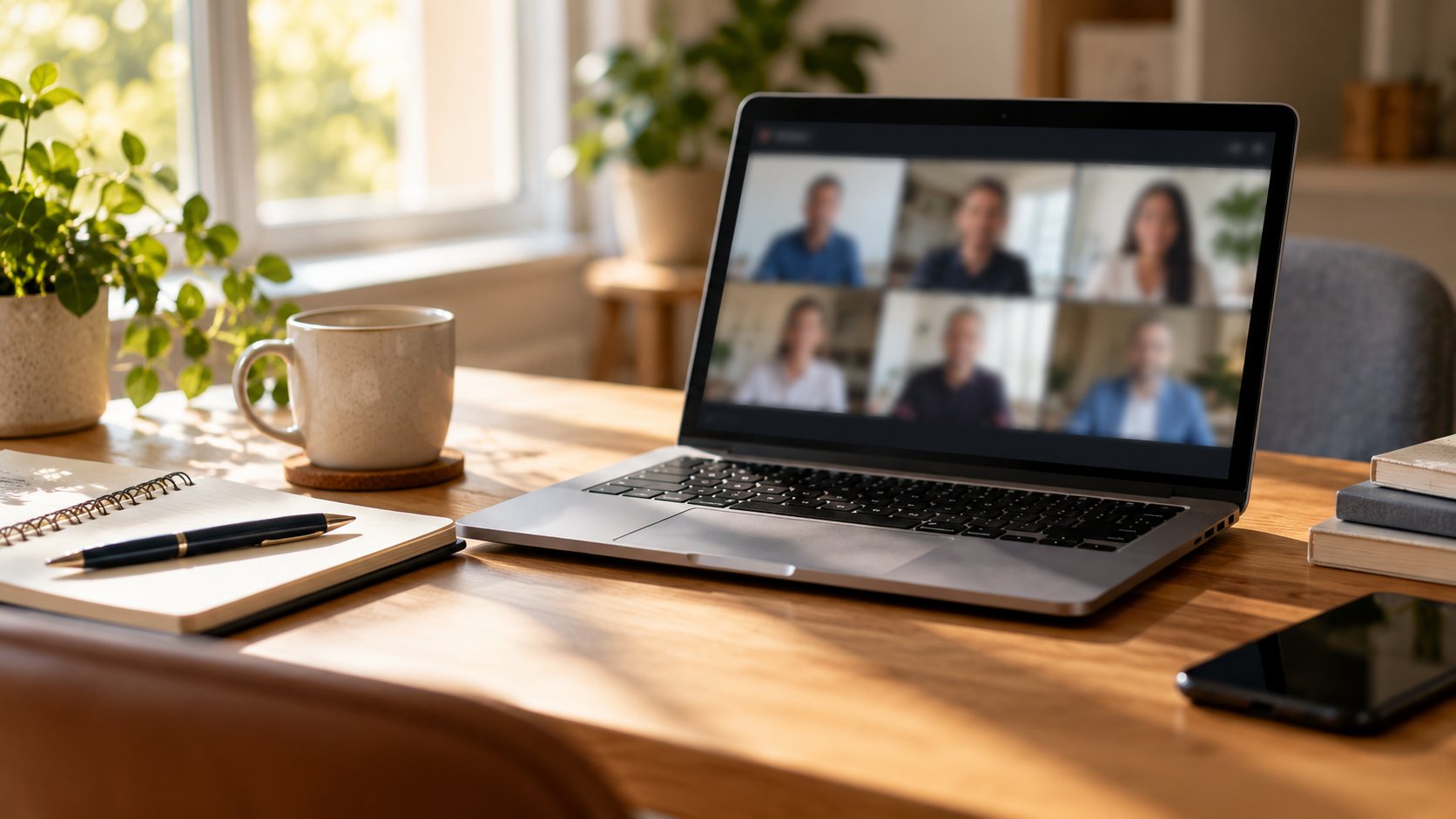 A laptop on a desk during an online session
